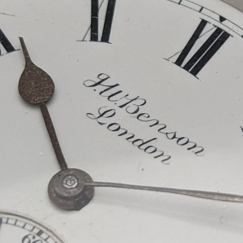 1898 英國古董 Benson LUDGATE 銀色側鍵上鍊懷錶做工精良